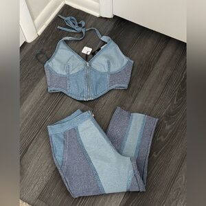 Fashion Nova- LaLa Bandage Capri Legging Set - Blue 🦋